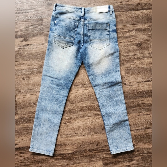 Southpole Faded Distressed Moto Blue Denim Jeans - Picture 4 of 6